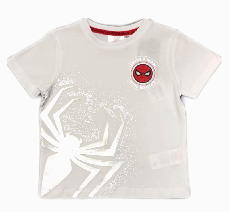 Spiderman T-Shirt Weiß mit Silberdruck